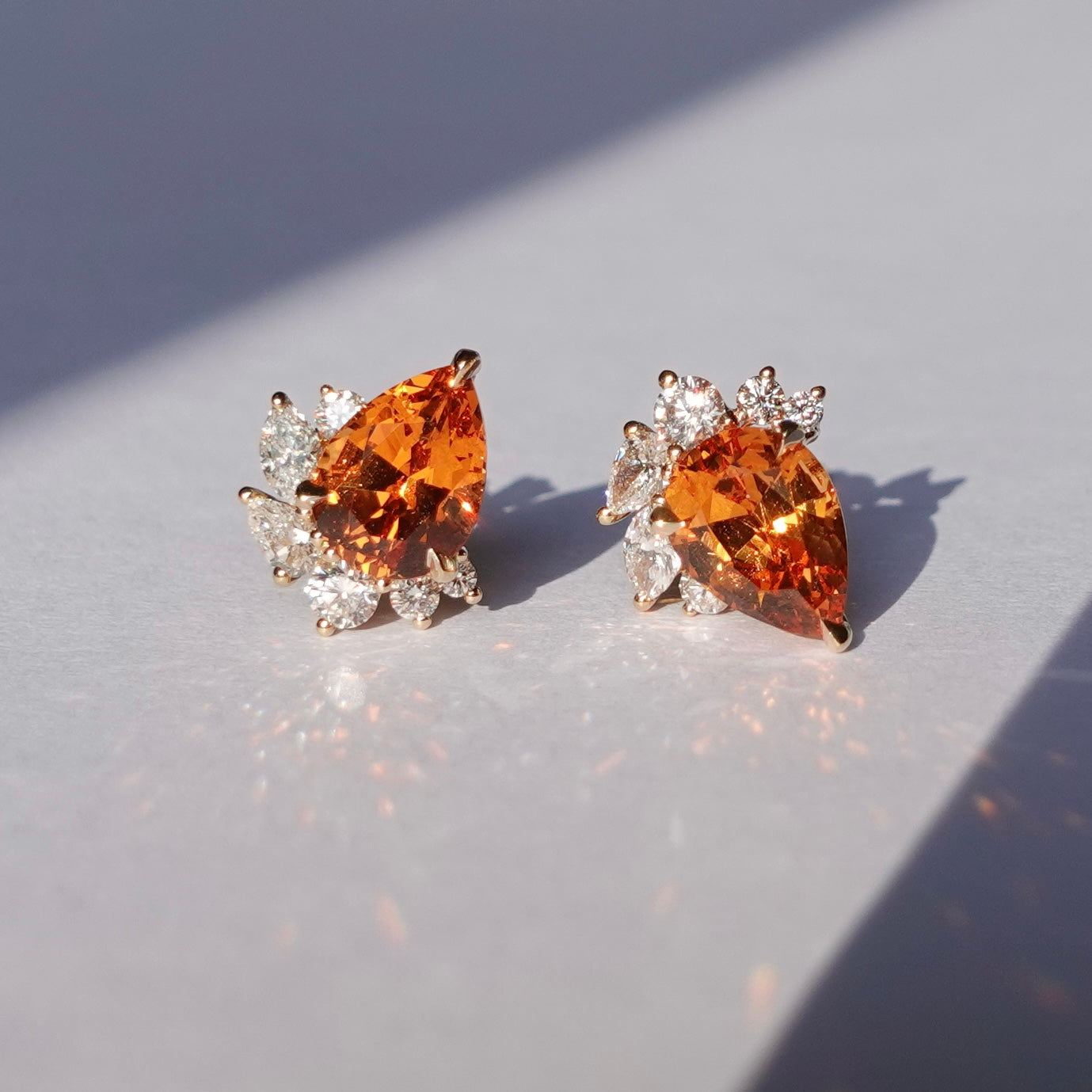 Iris Studs - Fanta Garnets - Made to Order