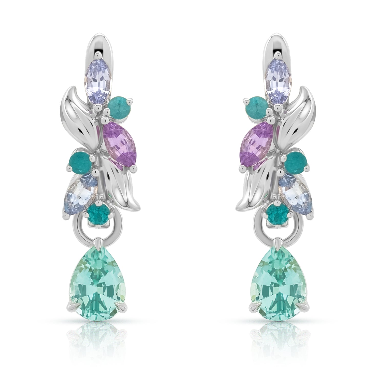 Paraiba and Sapphire Eden Huggies with Tourmaline Danglers - Made to Order