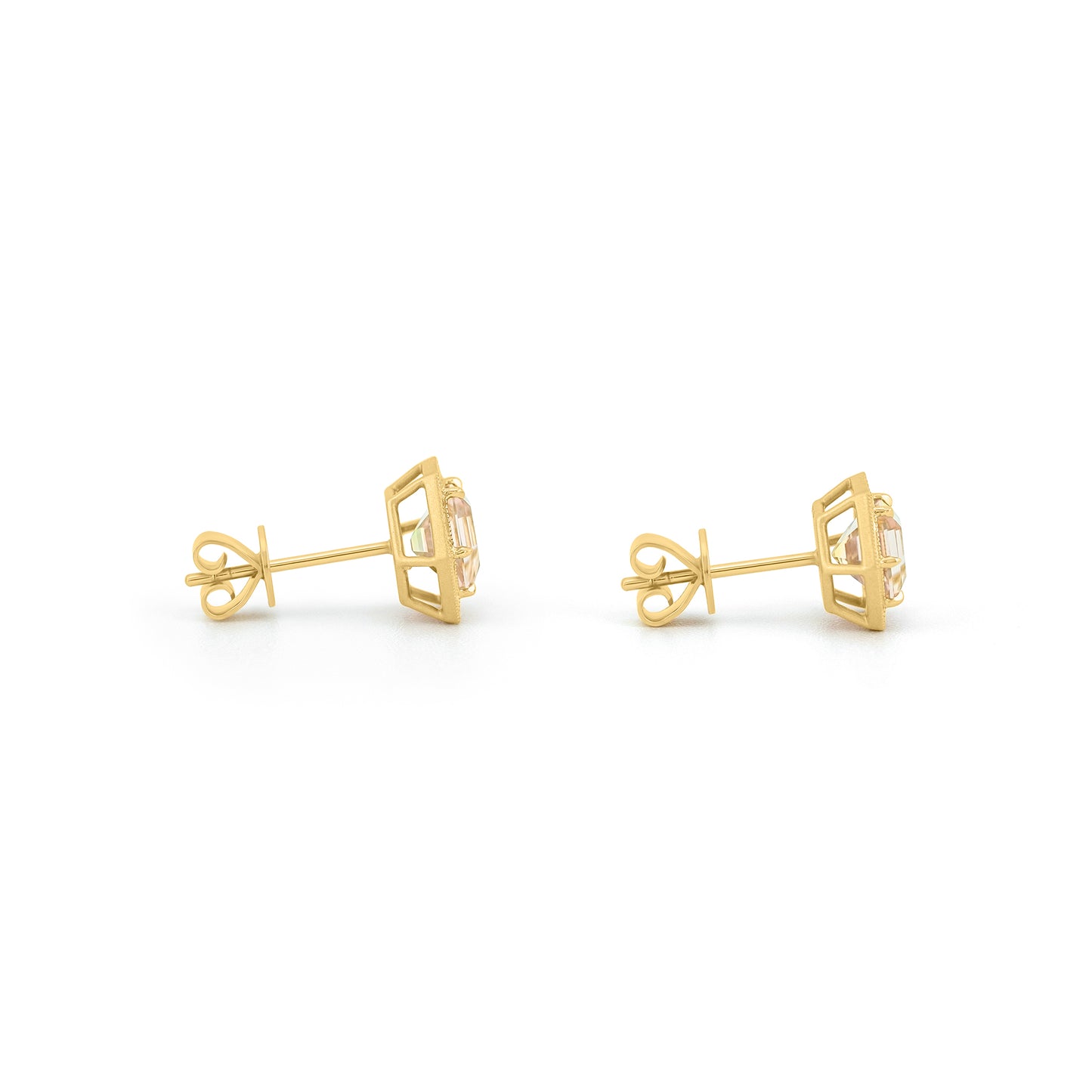 Vintage Halo Studs - Golden Sunset Tourmalines