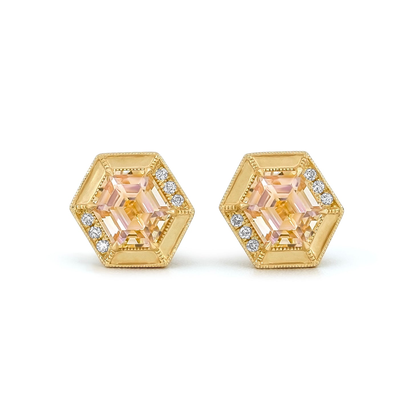 Vintage Halo Studs - Golden Sunset Tourmalines