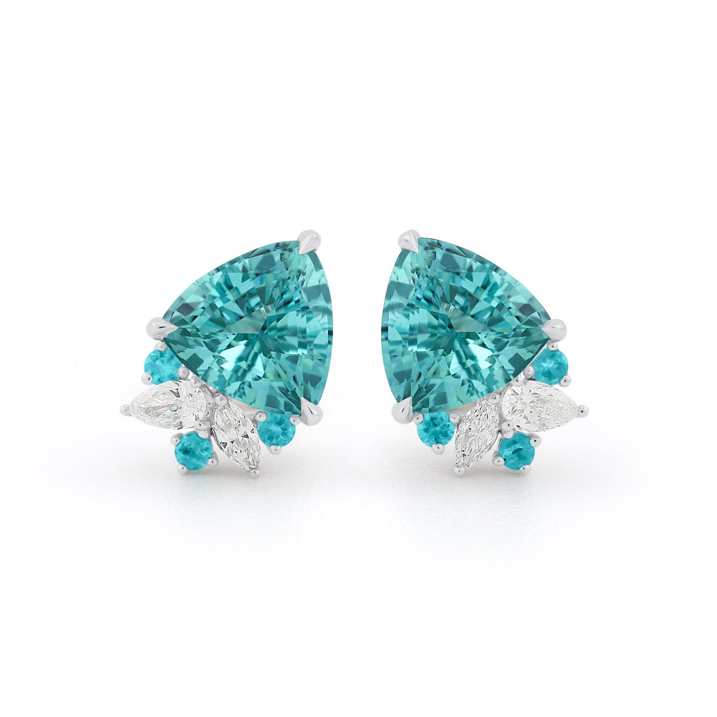 Trillion Bloom Studs – Neon Blue Tourmalines - Made to Order