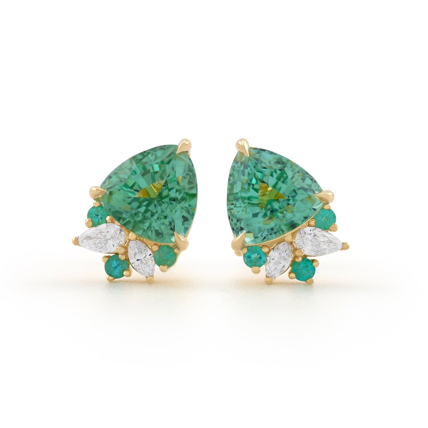 Trillion Bloom Studs - Lagoon Tourmalines - Made to Order