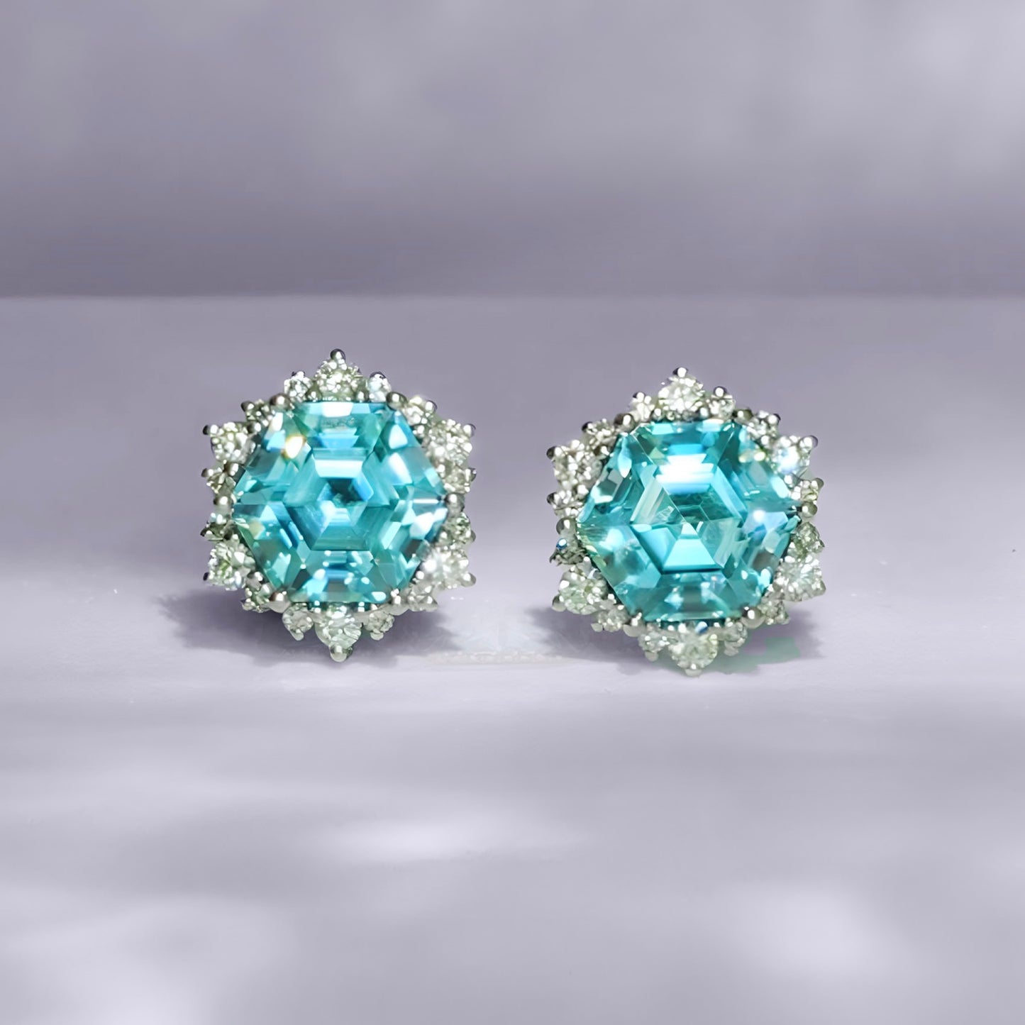 Elsa Studs - Sky Blue Zircons