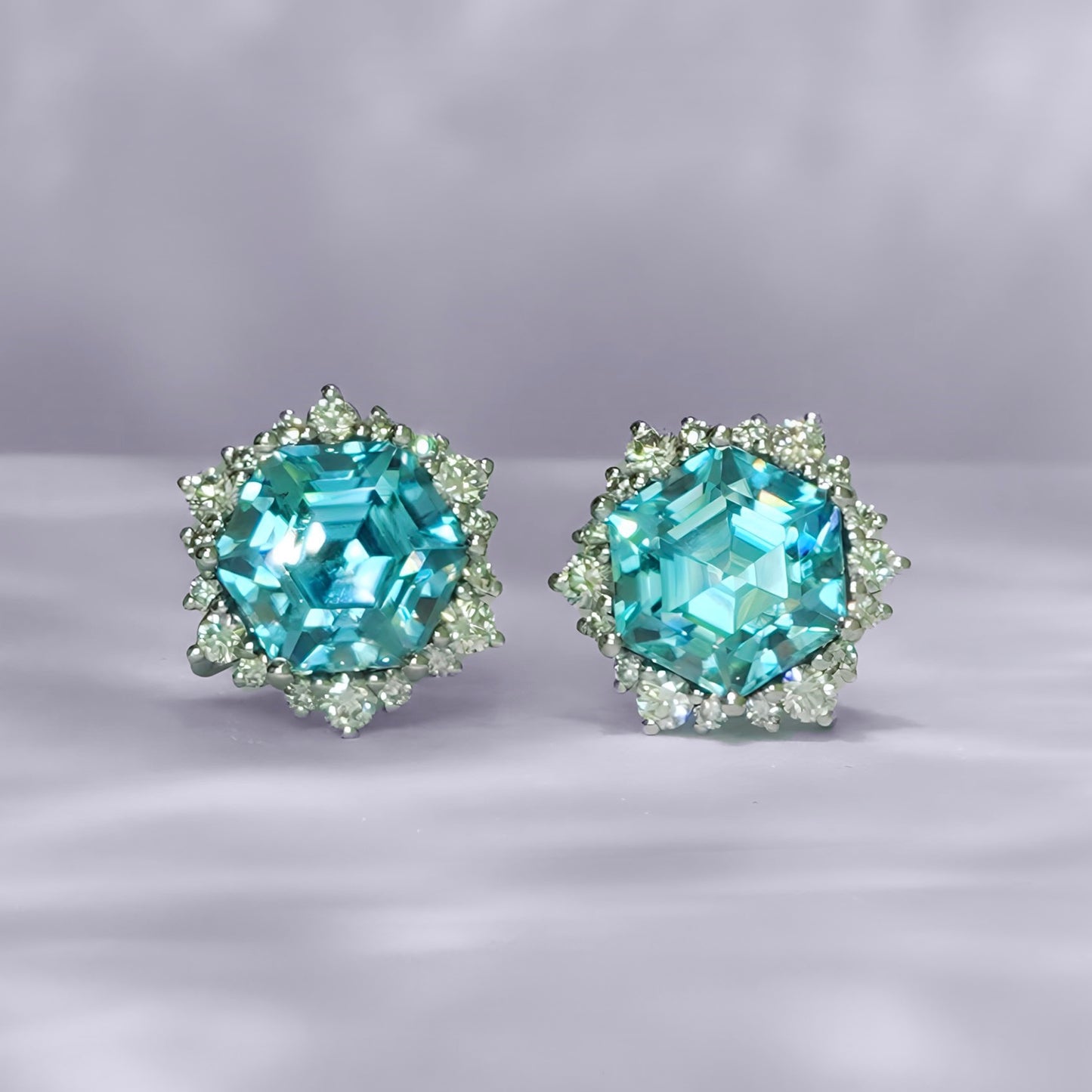 Elsa Studs - Sky Blue Zircons