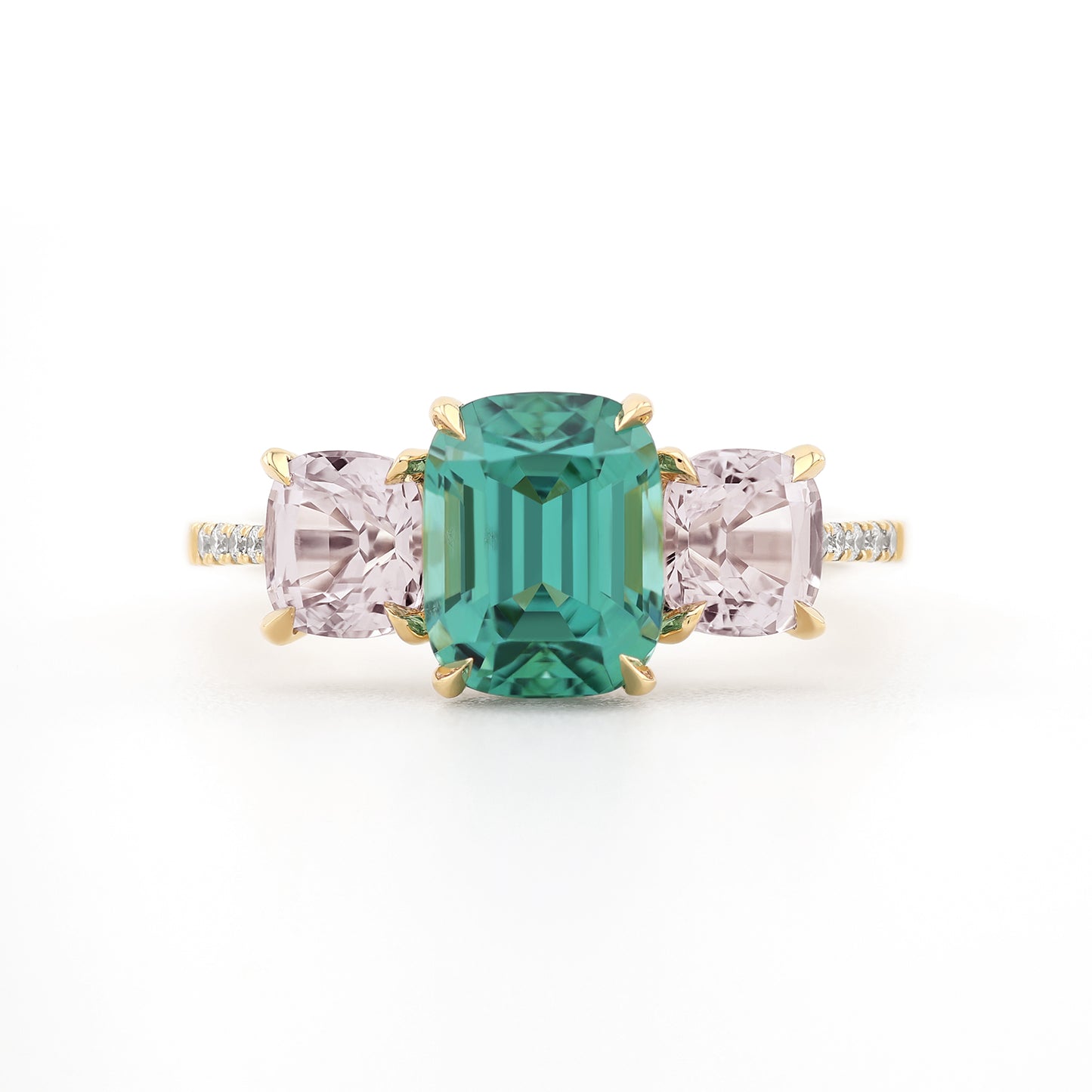 Trilogy Ring - Lagoon Tourmaline and Silver Spinel