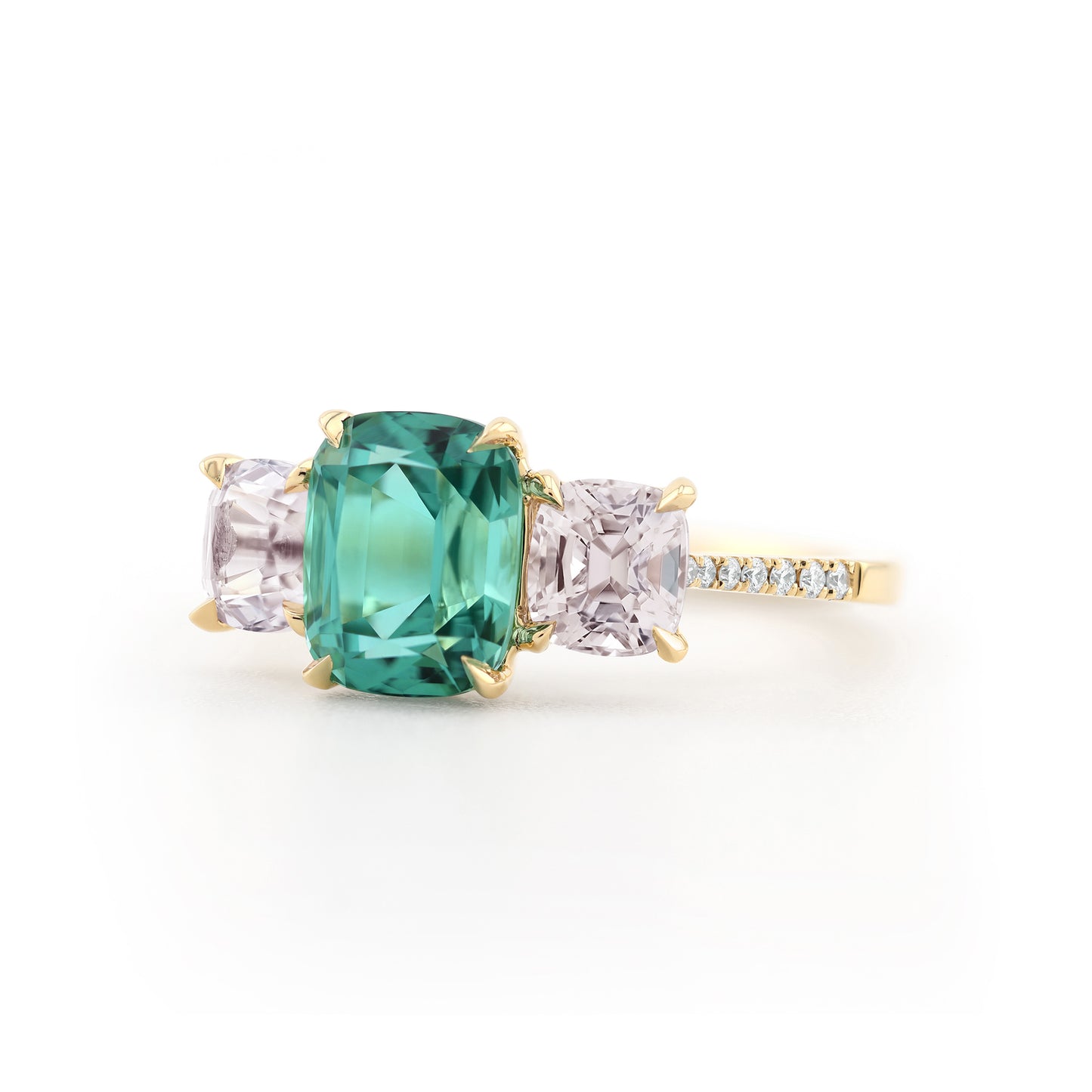 Trilogy Ring - Lagoon Tourmaline and Silver Spinel