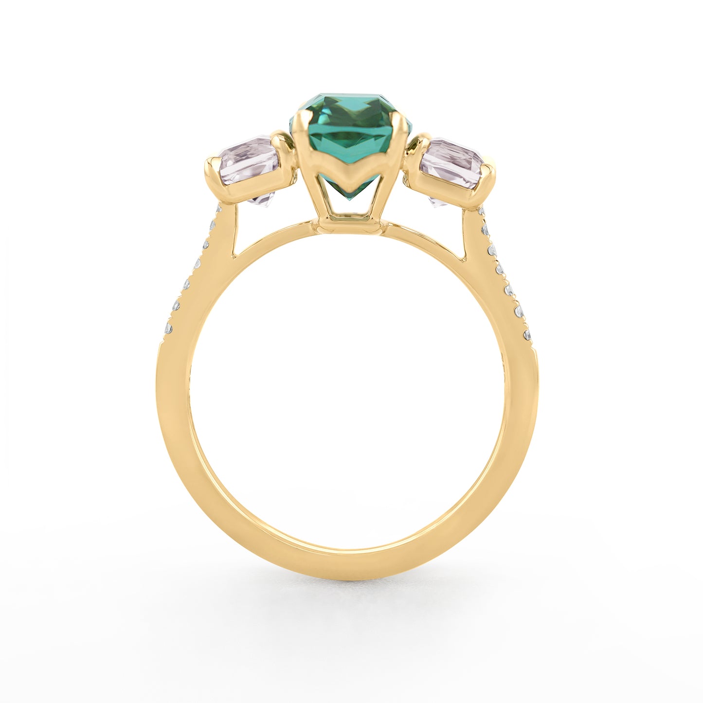 Trilogy Ring - Lagoon Tourmaline and Silver Spinel