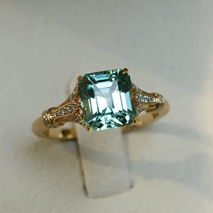 Vintage Tulip Ring - Seafoam Tourmaline