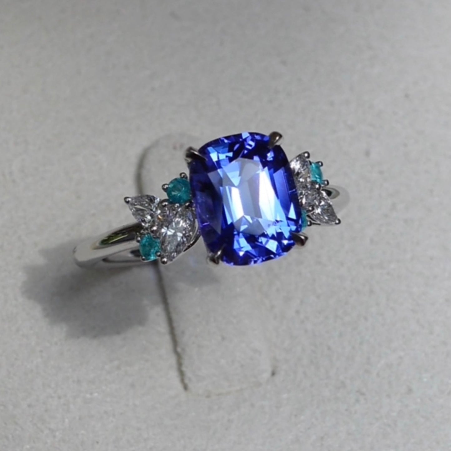 Paraiba Bloom Ring - Royal Blue Tanzanite