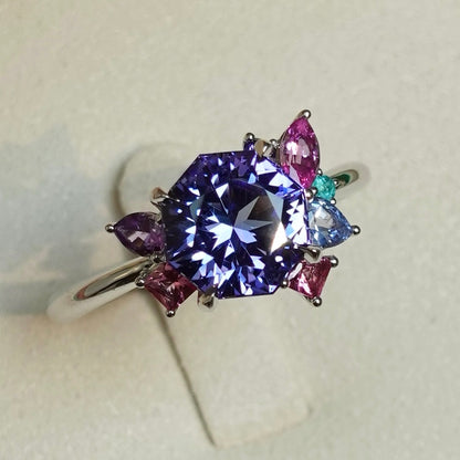 Tutti Frutti Candy Cluster Ring - Periwinkle Tanzanite