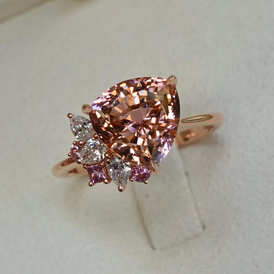 Bloom Ring - Trillion Pink Sunset Tourmaline