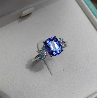 Paraiba Bloom Ring - Royal Blue Tanzanite