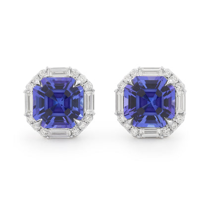 Prism Halo Studs - Tanzanites