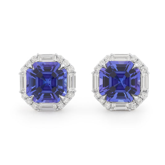 Prism Halo Studs - Tanzanites