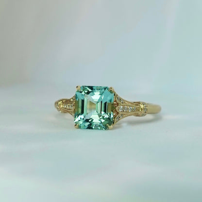 Vintage Tulip Ring - Seafoam Tourmaline