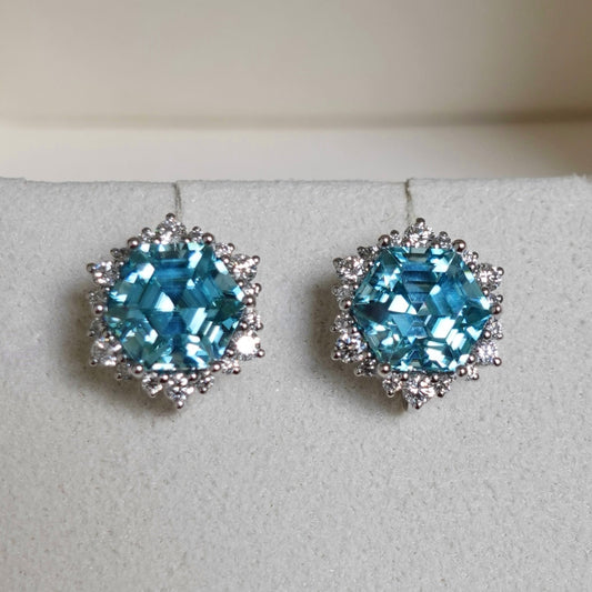 Elsa Studs - Sky Blue Zircons