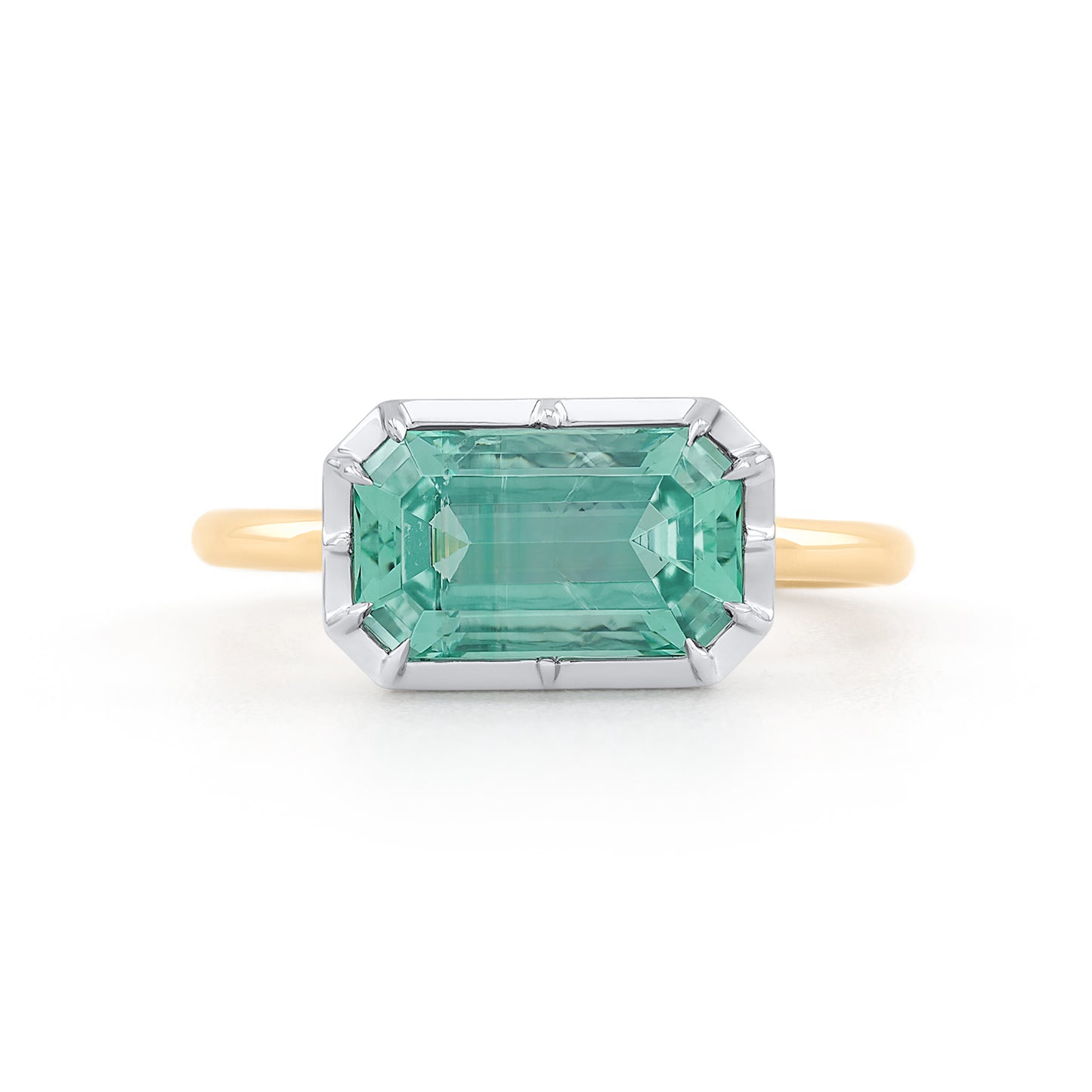 Collet Ring - Emerald Cut Neon Beryl