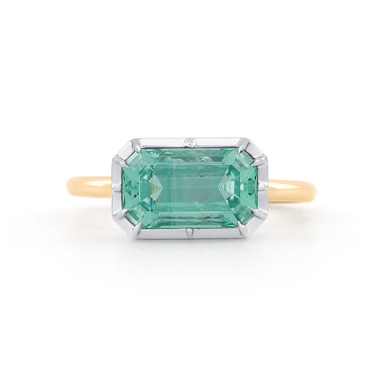 Collet Ring - Emerald Cut Neon Beryl