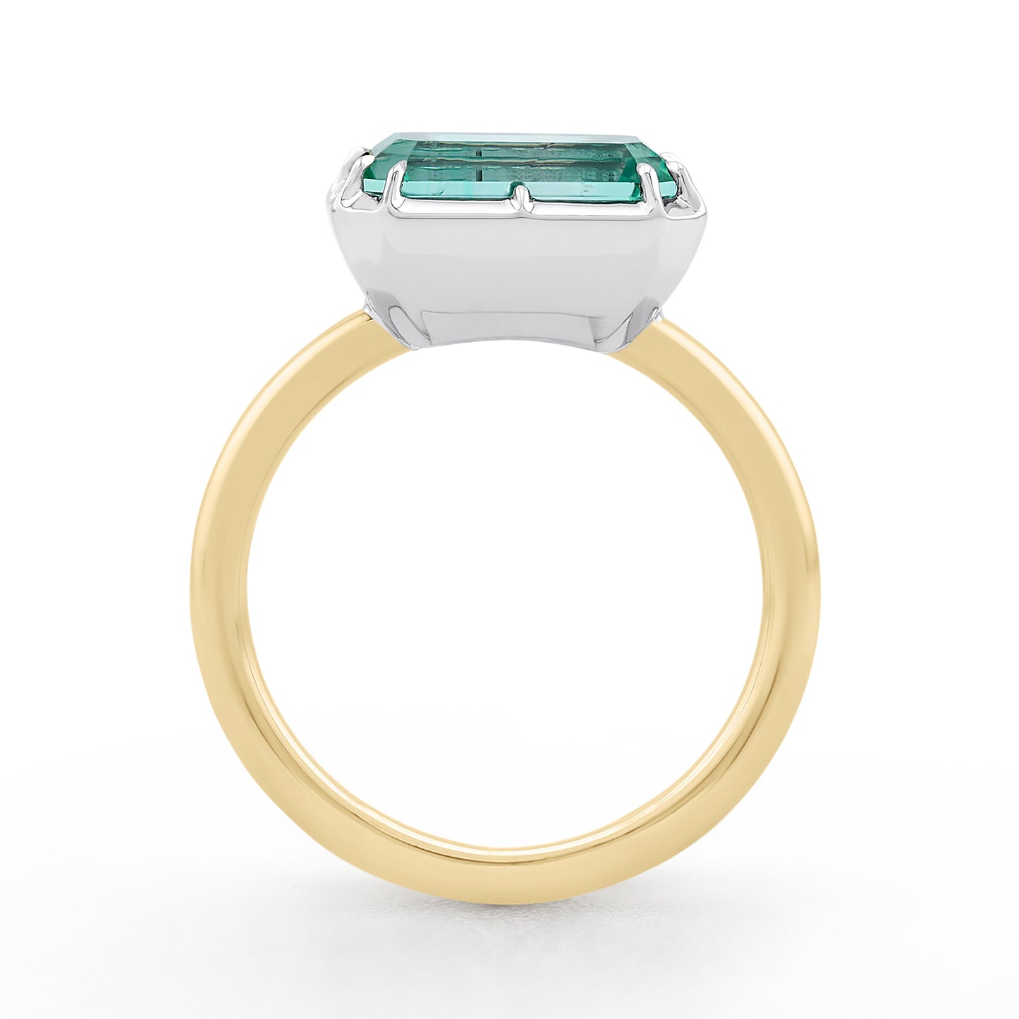 Collet Ring - Emerald Cut Neon Beryl