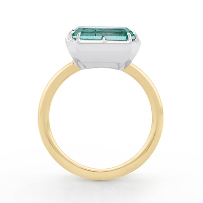 Collet Ring - Emerald Cut Neon Beryl
