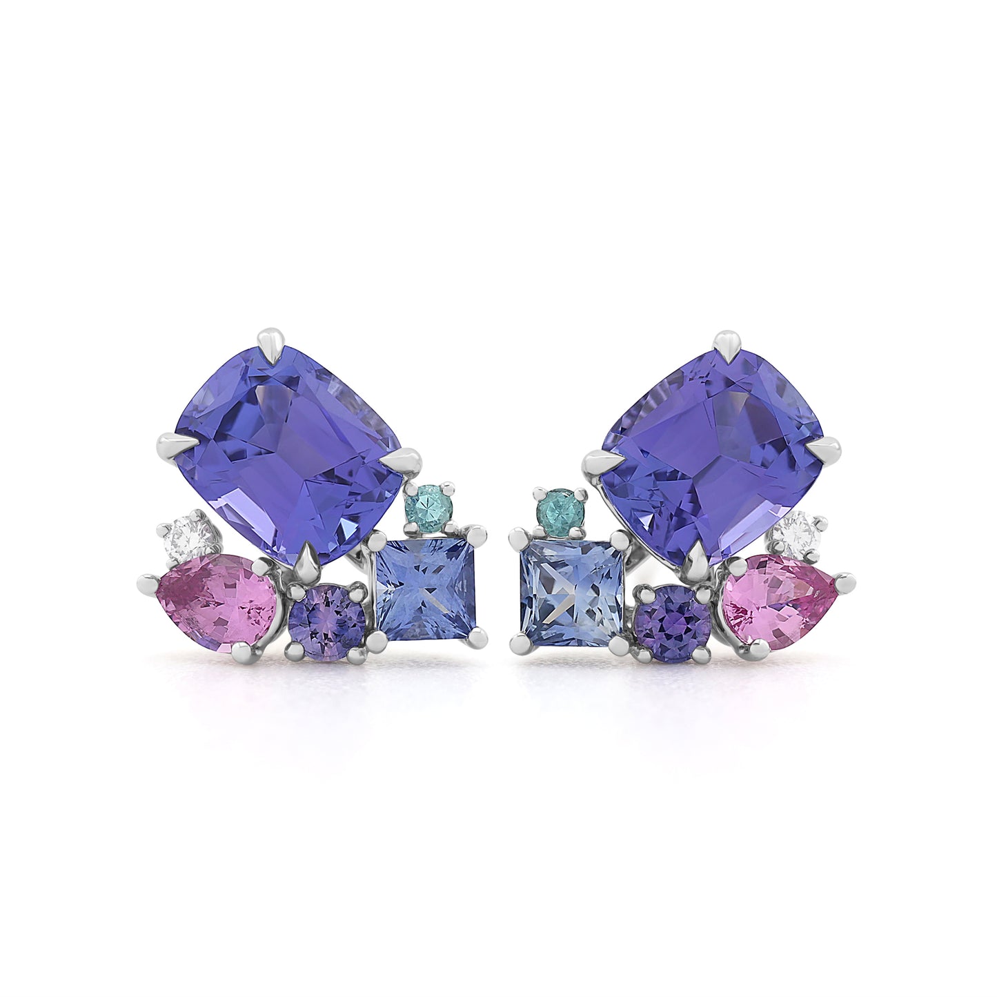 Tanzanite Studs with Candy Cluster Jackets