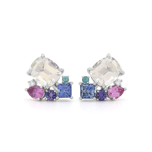 Moonstone Studs with Candy Cluster Jackets