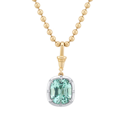 Collet Pendant - Cushion Neon Beryl - Made to Order