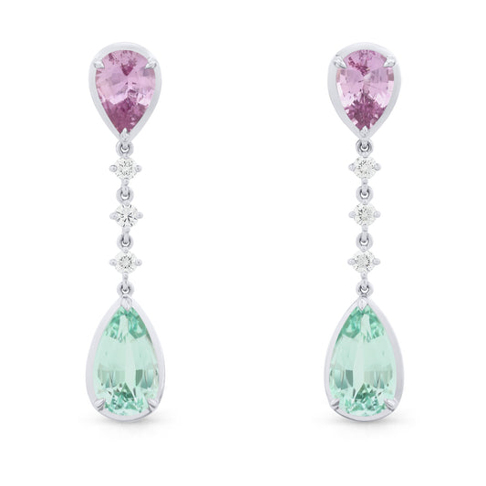 Waterfall Earrings - Pink Sapphires and Neon Beryls