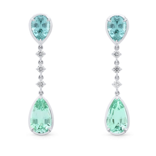 Waterfall Earrings - Blue Tourmalines and Neon Beryls