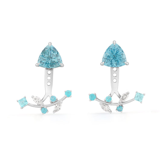 Studs with Paraiba Ivy Jackets – Natural Blue Zircons