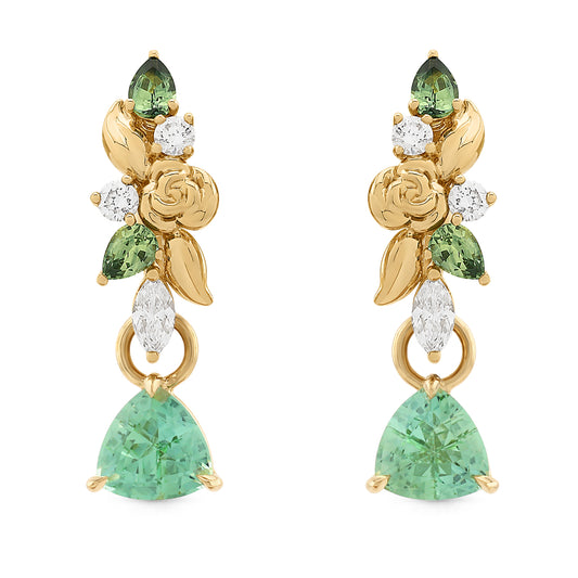 Sapphire Flora Huggies - Green Tourmalines