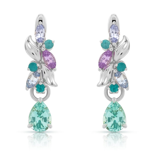 Paraiba and Sapphire Eden Huggies with Tourmaline Danglers - Made to Order