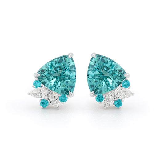 Trillion Bloom Studs – Neon Blue Tourmalines - Made to Order