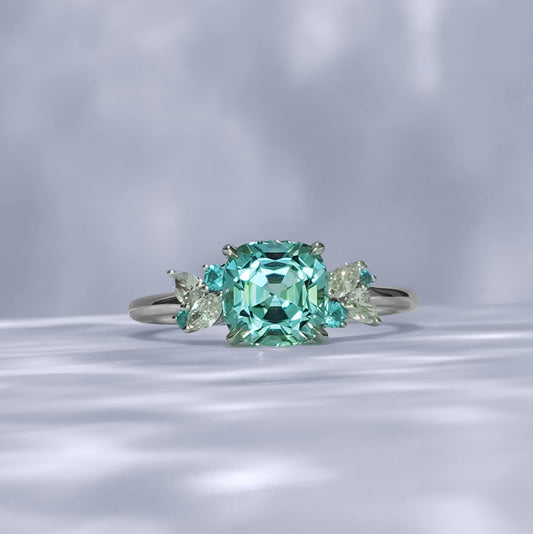 Paraiba Bloom Ring - Icy Blue Tourmaline