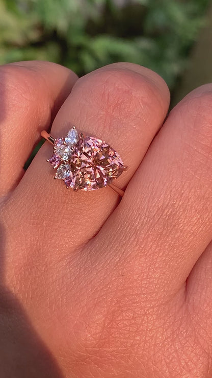 Bloom Ring - Trillion Pink Sunset Tourmaline