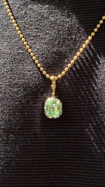 Collet Pendant - Cushion Neon Beryl - Made to Order