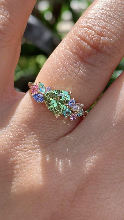 Candy Cluster Ring - Mint Garnet