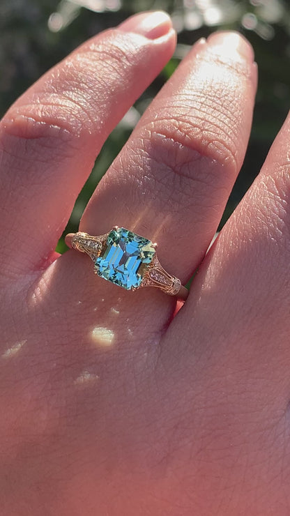 Vintage Tulip Ring - Seafoam Tourmaline