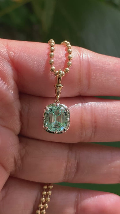 Collet Pendant - Cushion Neon Beryl - Made to Order