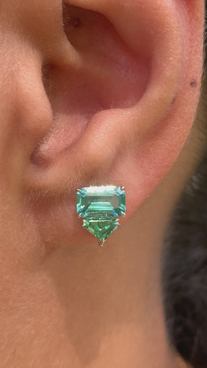 Prism Earrings - Tourmalines and Tanzanites