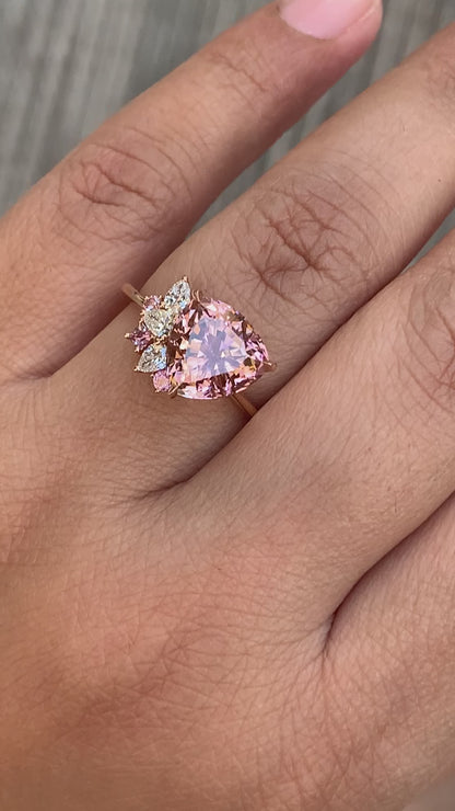 Bloom Ring - Trillion Pink Sunset Tourmaline