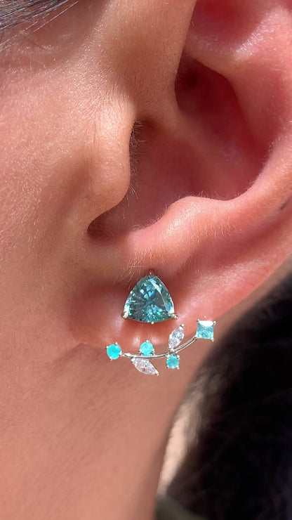 Studs with Paraiba Ivy Jackets – Natural Blue Zircons