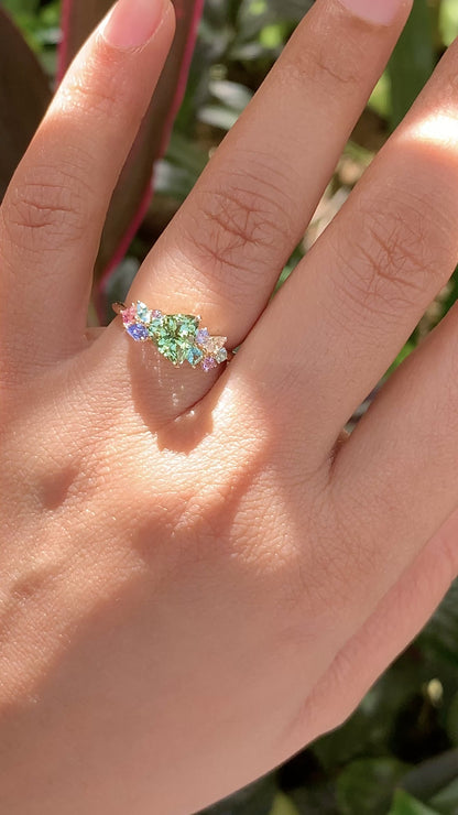 Candy Cluster Ring - Mint Garnet