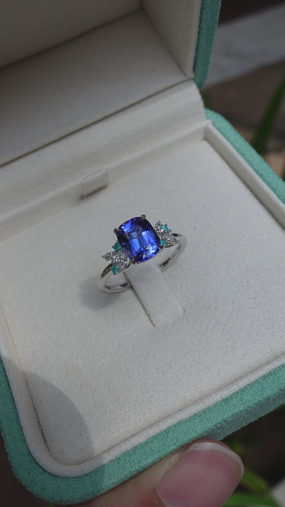 Paraiba Bloom Ring - Royal Blue Tanzanite