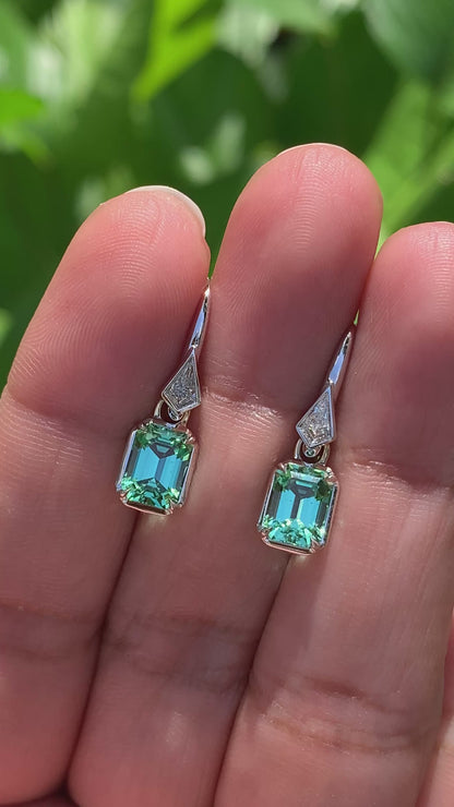 Xena Huggies with Neon Lagoon Tourmalines - Made to Order