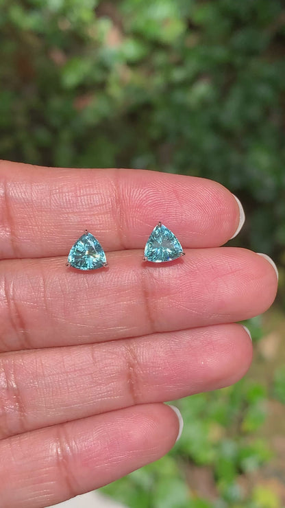 Studs with Paraiba Ivy Jackets – Natural Blue Zircons