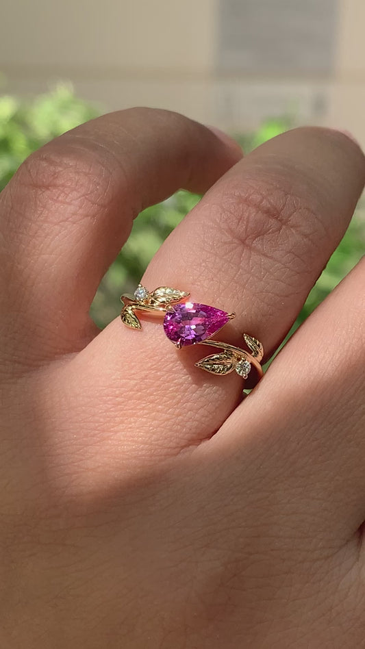 Willow Ring - Neon Pink Sapphire