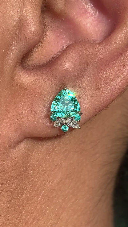 Paraiba Bloom Studs - Neon Seafoam Tourmaline