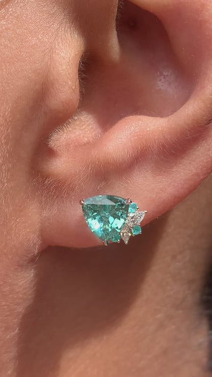 Trillion Bloom Studs – Neon Blue Tourmalines - Made to Order