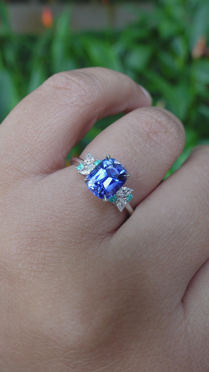 Paraiba Bloom Ring - Royal Blue Tanzanite